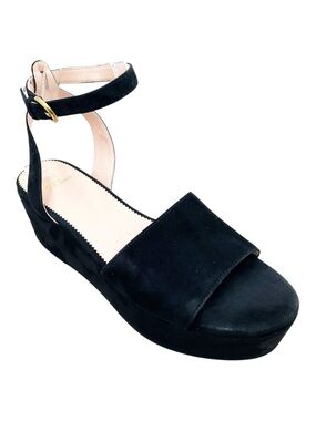 {J. Crew} Suede Flatform Wide-Strap Ankle Sandals